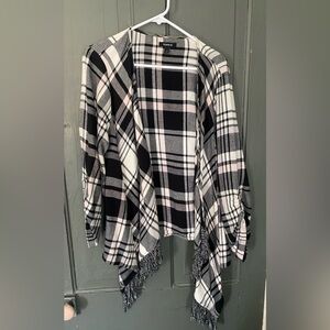 Plaid Fringe Cardigan